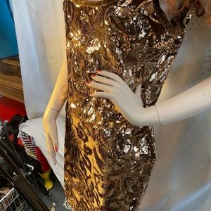 Flounce soft gold velvet and sequin mini-dress (10)